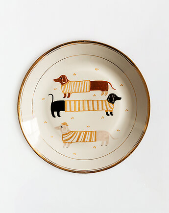 Talerz na ścianę - jamniki w ubrankach, EMPE artstudio