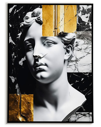 Plakat Grecki - Portret antycznego boga z elementami złota. Nowoczesny obraz, Bajkowe Obrazki