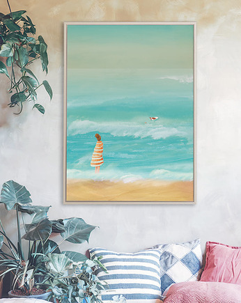 Plakat Nad morzem z psem, minimalmill