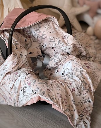 Otulacz do fotelika Swan Queen i velvet brudny róż PZ, Bajkowe Wnetrza