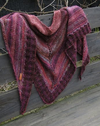 Burgund z błyskiem / chusta z jedwabiem, agat handmade