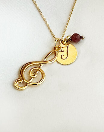 Naszyjnik z kluczem wiolinowym,  złoty klucz wiolinowy, Anemon Atelier