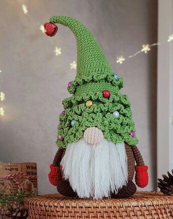 Krasnal choinka, Dekoracja na Boże Narodzenie, Skrzat świąteczny, EcoToysByNastya