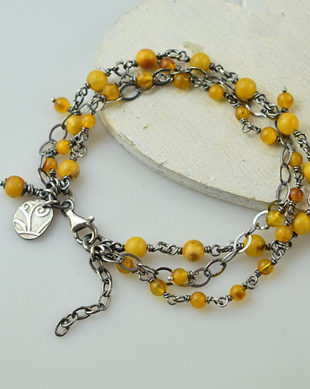 Bursztyn w srebrze - bransoletka