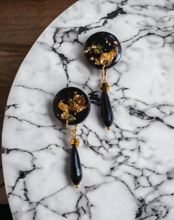 UNIKATOWE kolczyki z żywicy : kolekcja METALLIC FALL.