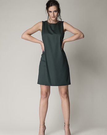 Racing green dress - elegencka sukienka mini, SOFISTIQUE