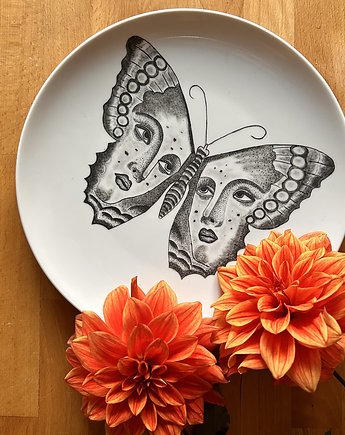 Patera ręcznie malowana Twarz motyla 27,5cm, Rzecz Pospolita Sztuka Użytkowa