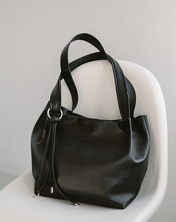 SOFTIE BAG - skórzana torebka szoperka - czarna, NASHE