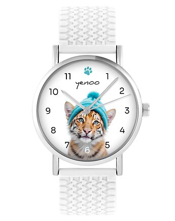 Zegarek - Tygrys - silikonowy, biały