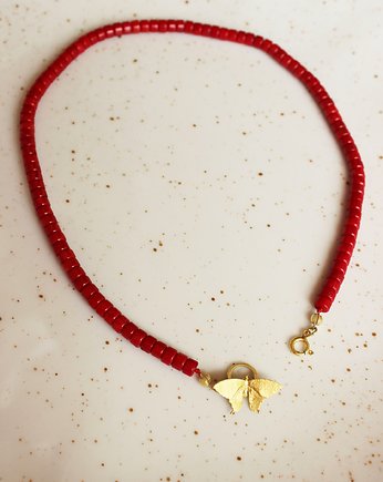 Naszyjnik - Motyl z Czerwonym Koralem, Ker Jewellery
