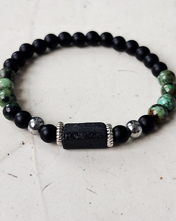 Bransoletka Męska Turkus afrykański i Turmalin, Chmolowska Jewellery