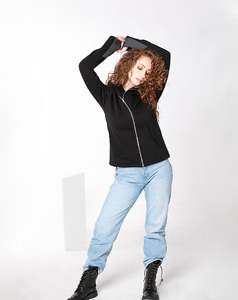 Bluza damska, asymetryczna bluza bawełniana,duży kaptur, NavahoClothing