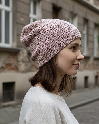 Czapka całoroczna przejściowa cienka bawełna s/m róż, splotomaniaa