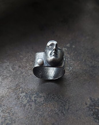 Pierścień ze srebra / Twarz  Dla pani Doroty, Skrobot Design