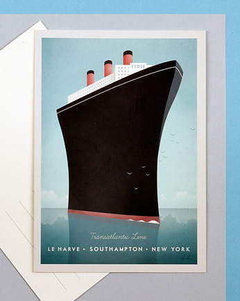 Plakat Transatlantyk - retro pocztówka, minimalmill