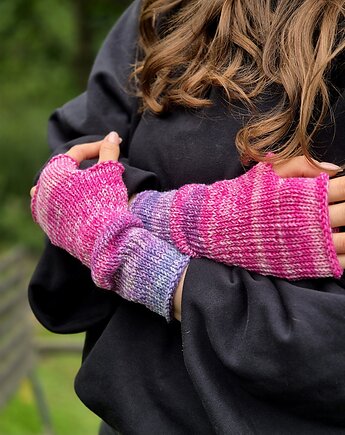 Z fioletem / mitenki, agat handmade