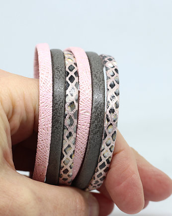 Bransoletka blady róż i szary, Kociokwik Jewelry