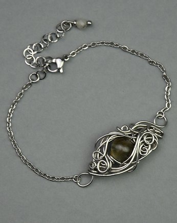 Bransoletka regulowana labradoryt wire wrapping, Agata Rozanska