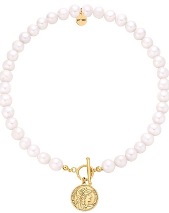 Naszyjnik z pereł naturalnych ze złotą monetą, SOTHO