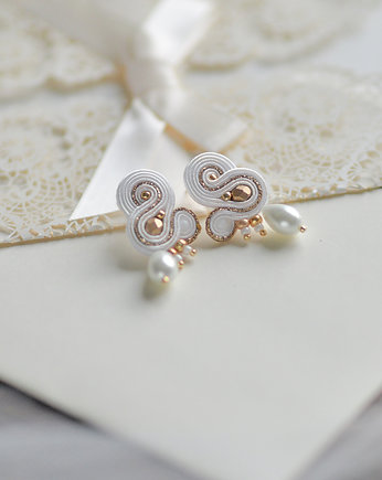 White Garden- kolczyki ślubne soutache, Mró Soutache