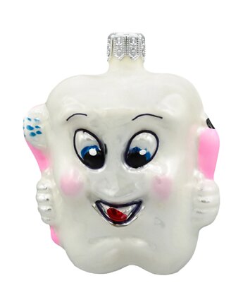 Bombka choinkowa: Uśmiechnięty ząbek z pastą i szczoteczką: różowy, Syn Bombkarza