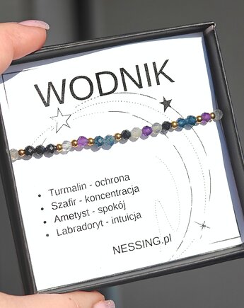 WODNIK bransoletka zodiakalna na gumce, NESSING handmade
