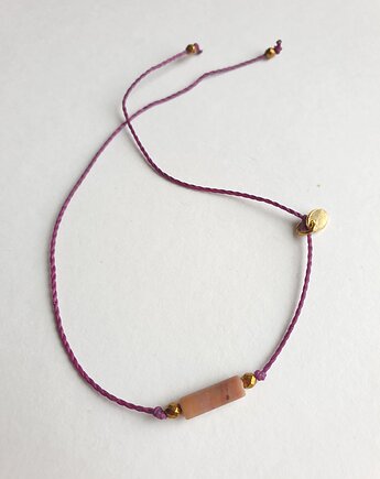 Bransoletka BOHO sznurkowa bordowa, rodonit, hematyt, modesign