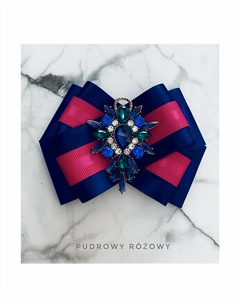 Brosza z kolekcji COLOR  z granatowymi i szmaragdowymi kryształkami, Pudrowy Różowy