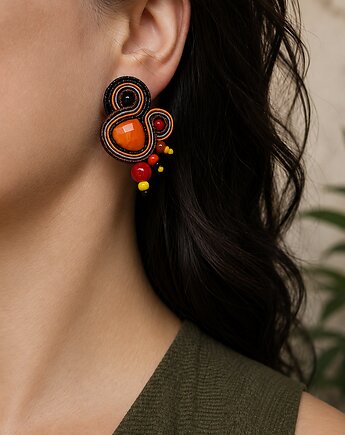 Autumn Garden - etniczne kolczyki soutache, Mró Soutache