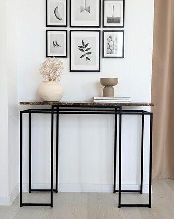 LORE - przyścienna stylowa konsola z marmurowym blatem, Papierówka Simple form of furniture