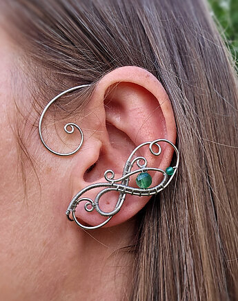Nausznice  zielony agat wire wrapping zausznice, Agata Rozanska