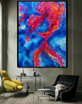 Duży obraz olej na płótnie abstrakcja industrialna światło i kolor, alice oil on canvas