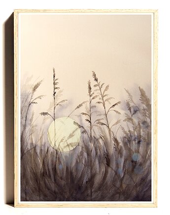 Oryginalna akwarela. Zachód słońca 31x23cm, Malgorzata Domanska