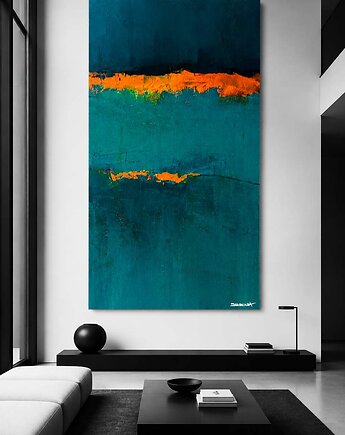 ZŁOTY ZACHÓD - ręcznie malowany obraz na płótnie 80x160cm, art and texture