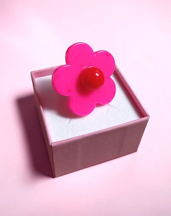 Duży pierścionek z żywicy : flower, kaktusia