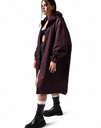 Płaszcz longline hoodie oversize burgund, REST Factory
