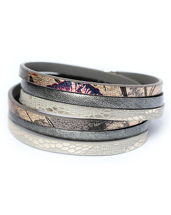 Bransoletka szaro-złota z wzorem, Kociokwik Jewelry