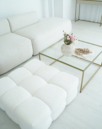 FEMI BOUCLE - komplet stolików z szklanym blatem i siedziskiem, Papierowka Simple form of furniture