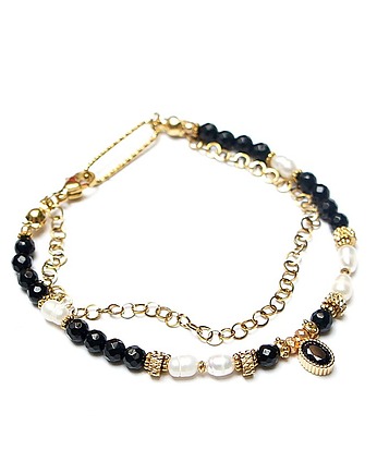 Onyx and pearls /27.11.25/ bransoletka  - Szlachetna kolekcja, KiKa pracownia