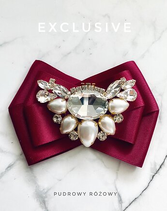Kolekcja Exclusive Brosza z ozdobą z kryształami i perłami NEW, Pudrowy Różowy