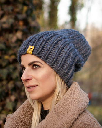 Wełniana czapka zimowa WOOLY grafit, sploteka