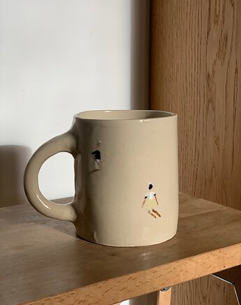 Duży Ceramiczny Kubek Handmade 400 ml z Narciarzami, Maison Fragile
