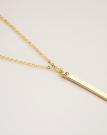 16k Gold Plated Wide Vertical Bar Necklace, Le Boho Bleu