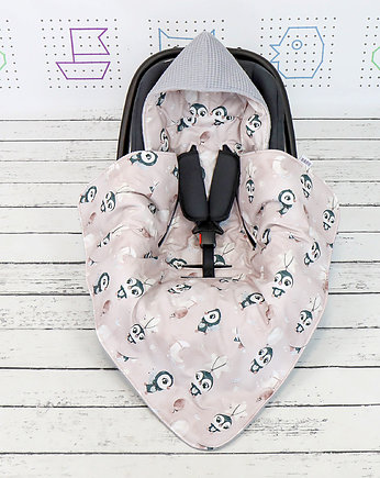 Bawełniany Kocyk do fotelika Infant - Pingwinki Róż, Nuva