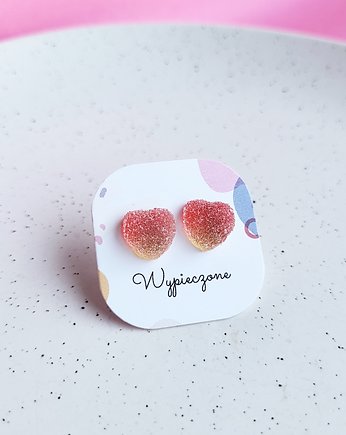 Kolczyki sztyfty cukierkowe serduszka ombre na walentynki, Wypieczone