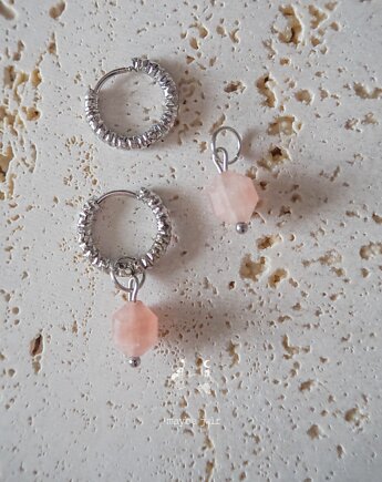 Kolczyki 2w1 z zawieszką z kamienia naturalnego, MAYBEJWLR