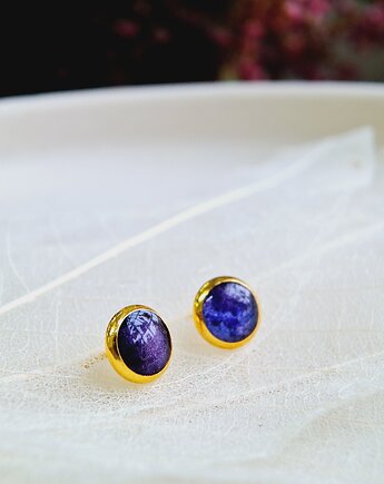 Kolczyki sztyfty fioletowe ciemne, Slow Jewelry