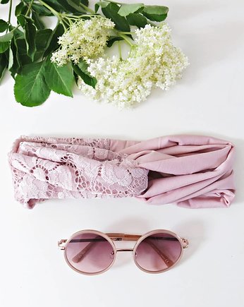 Opaska Zaplotka z koronką  Powder Pink, Lilandia