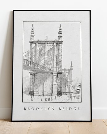 Plakat Vintage City Miasto Brooklyn Bridge, Storelia