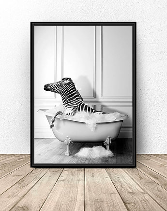 Plakat do łazienki "Zebra w wannie", scandiposter